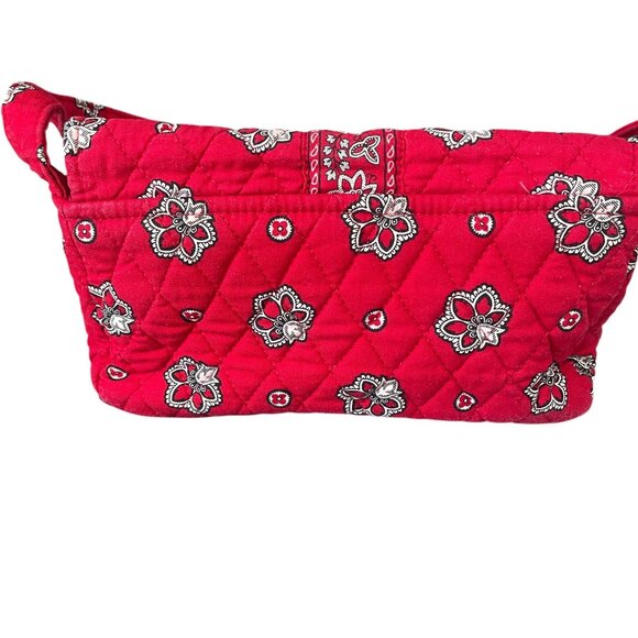 Vera Bradley Red Floral Quilted Shoulder Bag Crossbody Paisley Cotton Purse - Picture 4 of 9